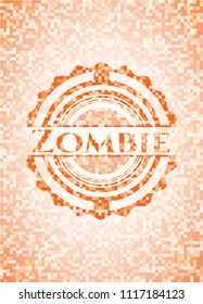 Zombie abstract orange mosaic emblem