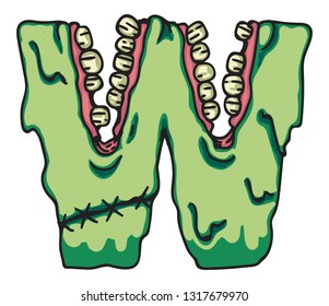 Zombie alphabet letters. Creepy design for prints.