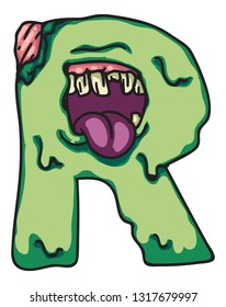 Zombie alphabet letters. Creepy design for prints.