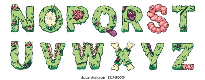 Zombie Alphabet Letters. Creepy Design For Prints.