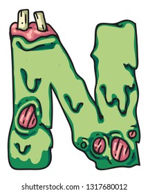 Zombie alphabet letters. Creepy design for prints.