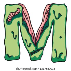 Zombie alphabet letters. Creepy design for prints.