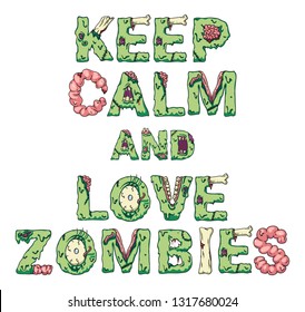 Zombie alphabet letters. Creepy design for prints.