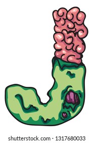 Zombie alphabet letters. Creepy design for prints.