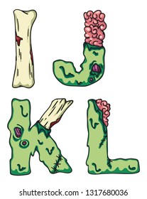 Zombie alphabet letters. Creepy design for prints.