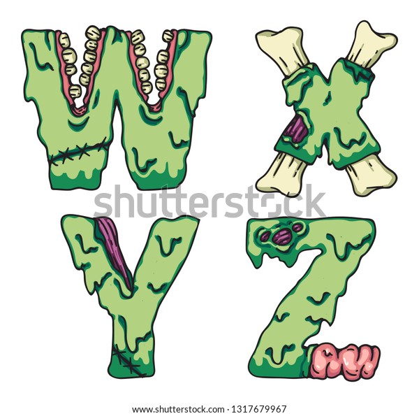 Zombie Alphabet Letters Creepy Design Prints Stock Vector (Royalty Free ...