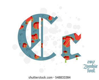 Zombie alphabet set. New modern custom gothic font