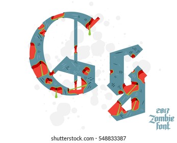 Zombie alphabet set. New modern custom gothic font