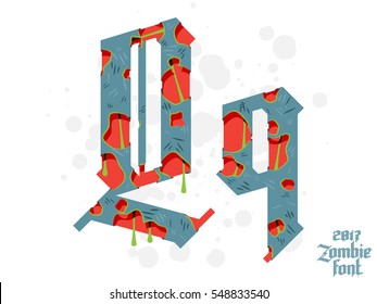 Zombie alphabet set. New modern custom gothic font