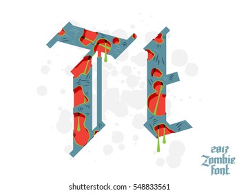 Zombie alphabet set. New modern custom gothic font