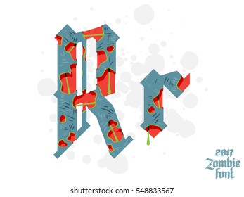 Zombie alphabet set. New modern custom gothic font
