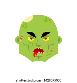 Zombie angry emoji. Living Dead evil emotions avatar. Undead aggressive. Vector illustration