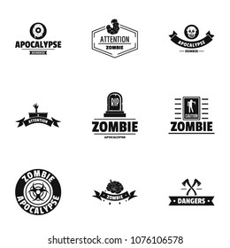 Zombie apocalypse logo set. Simple set of 9 zombie apocalypse vector logo for web isolated on white background