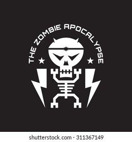 The zombie apocalypse - vector concept badge for t-shirt, poster etc. Skeleton, skull minimal illustration. Design element. 