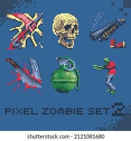 Zombie Apocalyptic retro Pixel Set 32x32