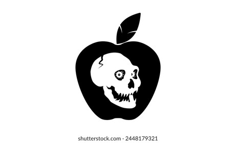 Zombie Apple, black isolated silhouette