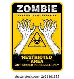 Zombi, área bajo cuarentena, área restringida, solo personal autorizado, firmar Vector