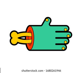 Brazo y hueso zombis aislados. mano verde de hombre muerto. ilustración vectorial
