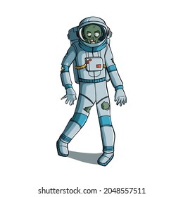 Zombie in astronaut costume illustration