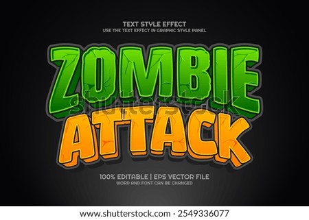 Zombie Attack cartoon Editable text Effect 3D Game Style