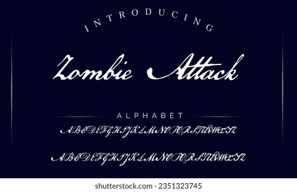 Zombie Attack Handwritten Brush font for lettering quotes. Hand drawn brush style modern calligraphy.
