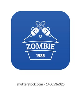 Zombie attack icon blue vector isolated on white background