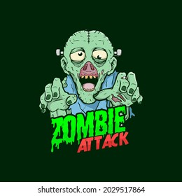 camiseta de afiche de diseño de horror de la ilustración de ataque zombi