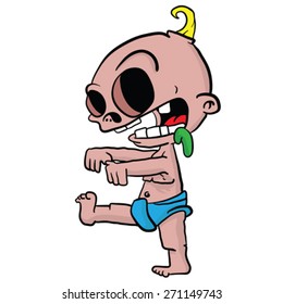 zombie baby cartoon illustration isolated on white