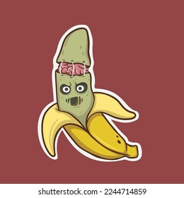 Zombie Banana illustration designed for stickers. editable vector eps 10