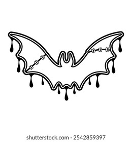 Zombie Bat Typography Y2K Logo Patch Apparel Fashion Vector Design K59, Commercial Use