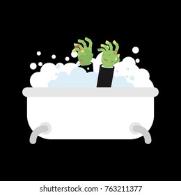 Zombie in bath isolated. Green dead man washes. Vector illustration for Halloween