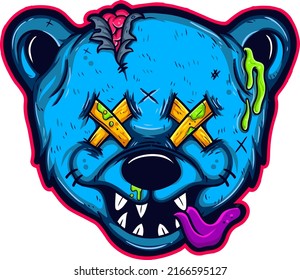 Zombie bear with cartoon sticker