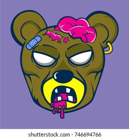 Zombie Bear,vector Cartoon