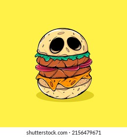 ZOMBIE BIG BURGER VECTOR ILLUSTRATION-01