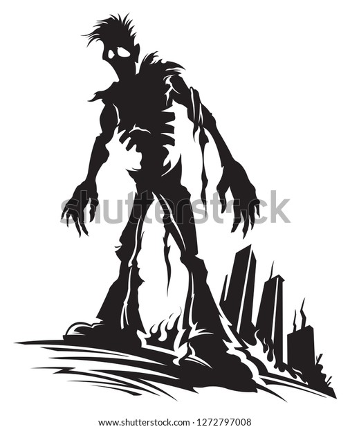 Zombie Black White Stock Vector (Royalty Free) 1272797008