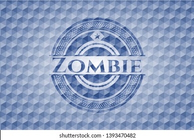 Zombie blue emblem with geometric pattern. Vector Illustration. Detailed.