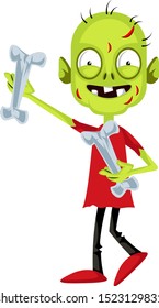 Zombie with bones, illustration, vector on white background.