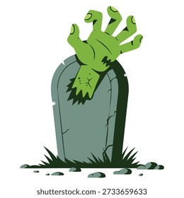 Zombie bony hand spooky vector illustration peeping from tomb suitable for halloween horror undead character creepy themed creative design projects