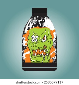 zombie bottle vector graphic design