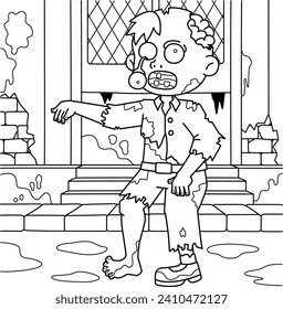 Zombie Boy Coloring Page for Kids