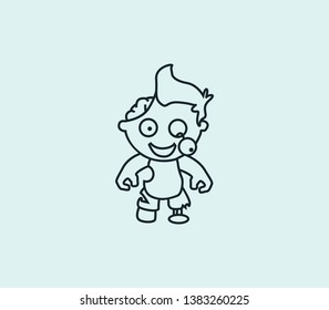 Zombie boy icon line isolated on clean background. Zombie boy icon concept drawing icon line in modern style. Vector illustration for your web mobile logo app UI design.