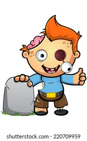 Zombie boy - Thumbs Up & Gravestone