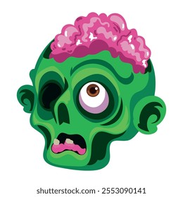 Cabeza de cerebro de zombi aislado icono