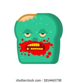 Zombie bread. Piece of green dead bread