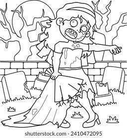Zombie Bride Coloring Page for Kids