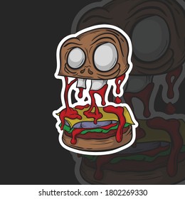 Zombie burger illustration, you can use it as a t-shirt design, sticker, logo, etc.