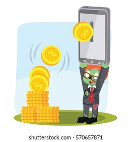 zombie businessman ebanking color