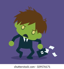 zombie businessman holding briefcase