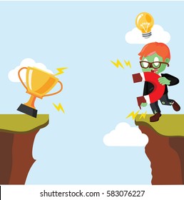 zombie businessman pulling trophy from other side