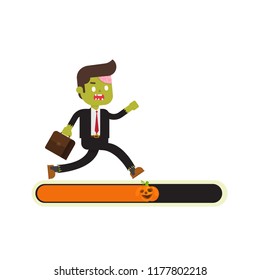 zombie businessman run on progress loading bar